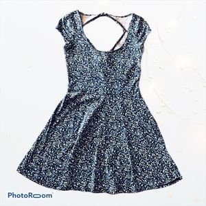 American Eagle Blue Floral Open Back Dress